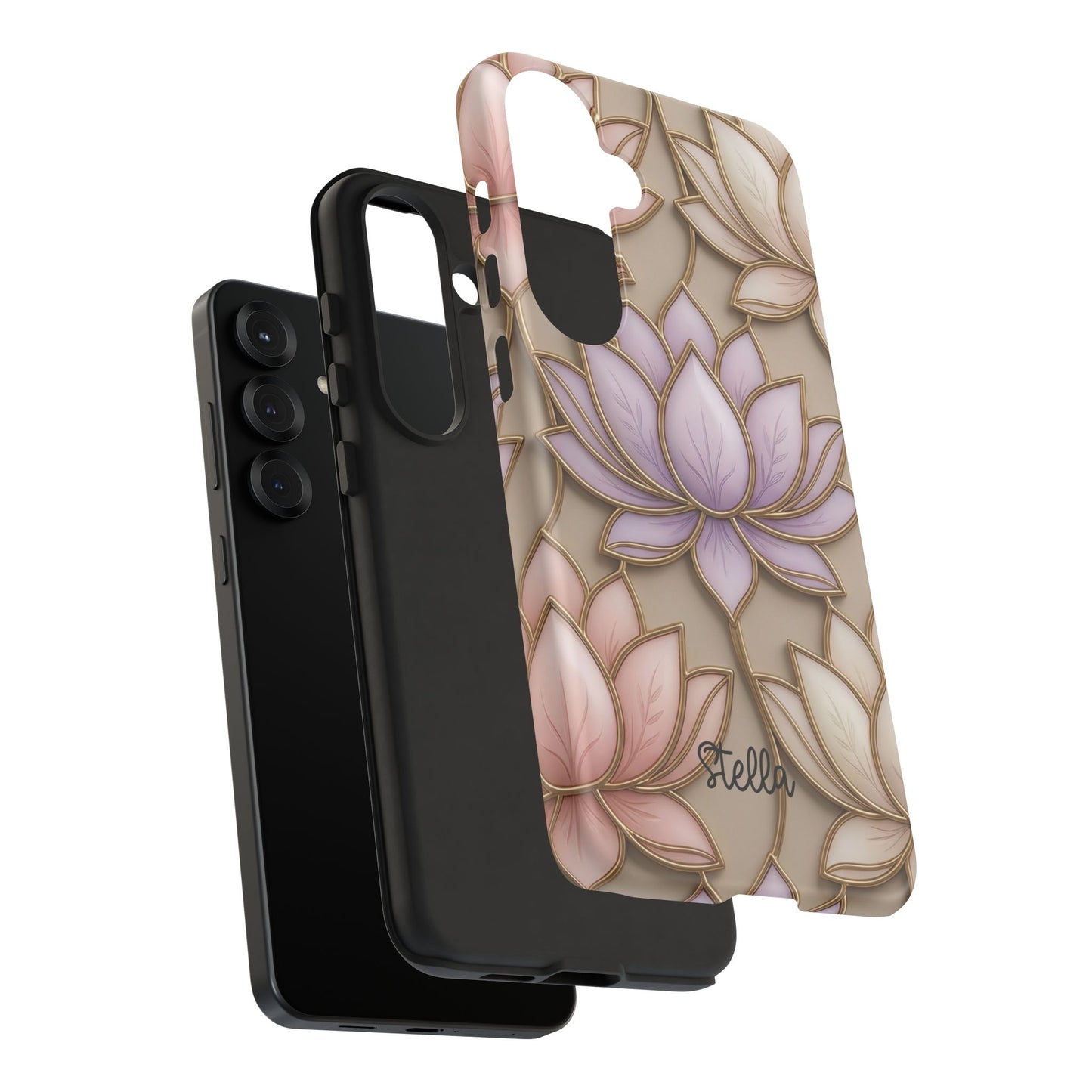 Personalized Lotus Floral Stained Glass Effect Tough Phone Case