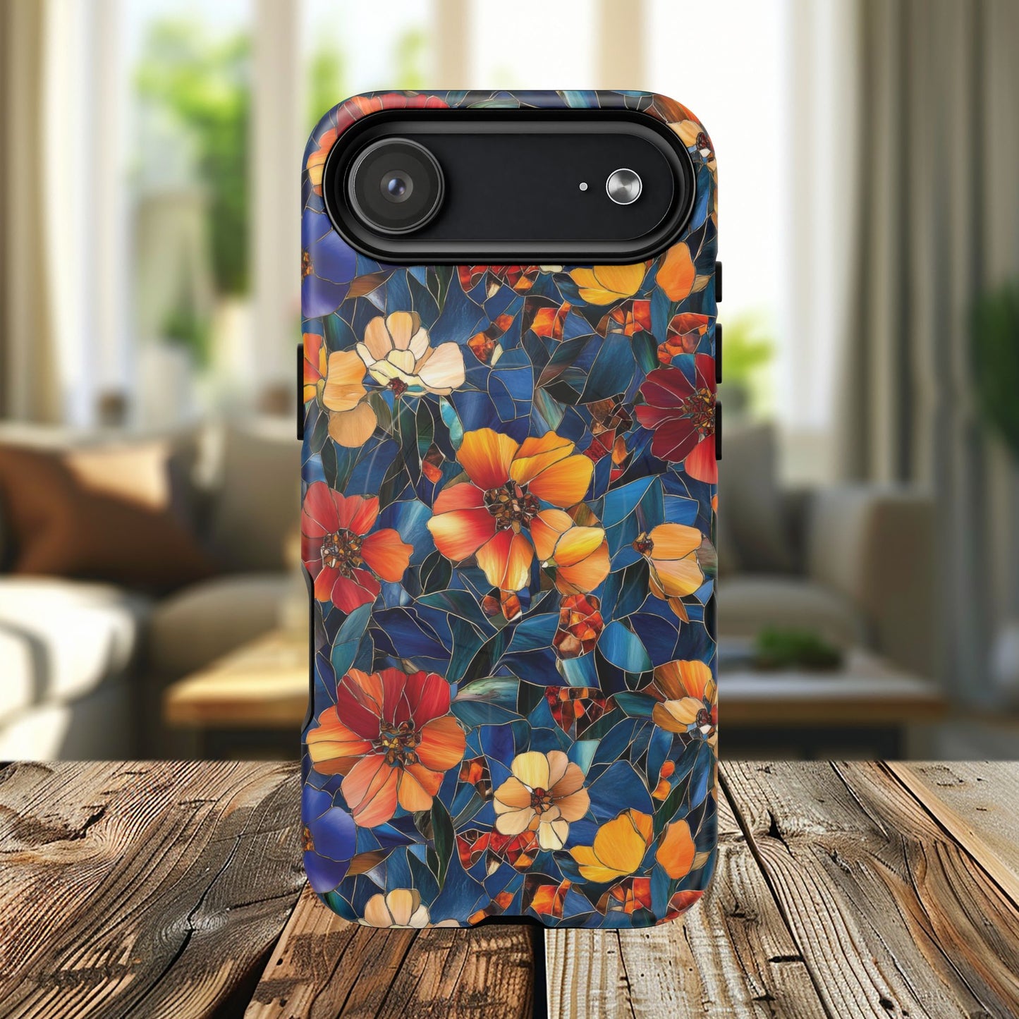 Cathedral Petals Tough Magnetic iPhone Case, Durable, Stylish, Unique Floral Design, Gifts for Her, Birthday, Everyday Use, Stained Glass iPhone Case.