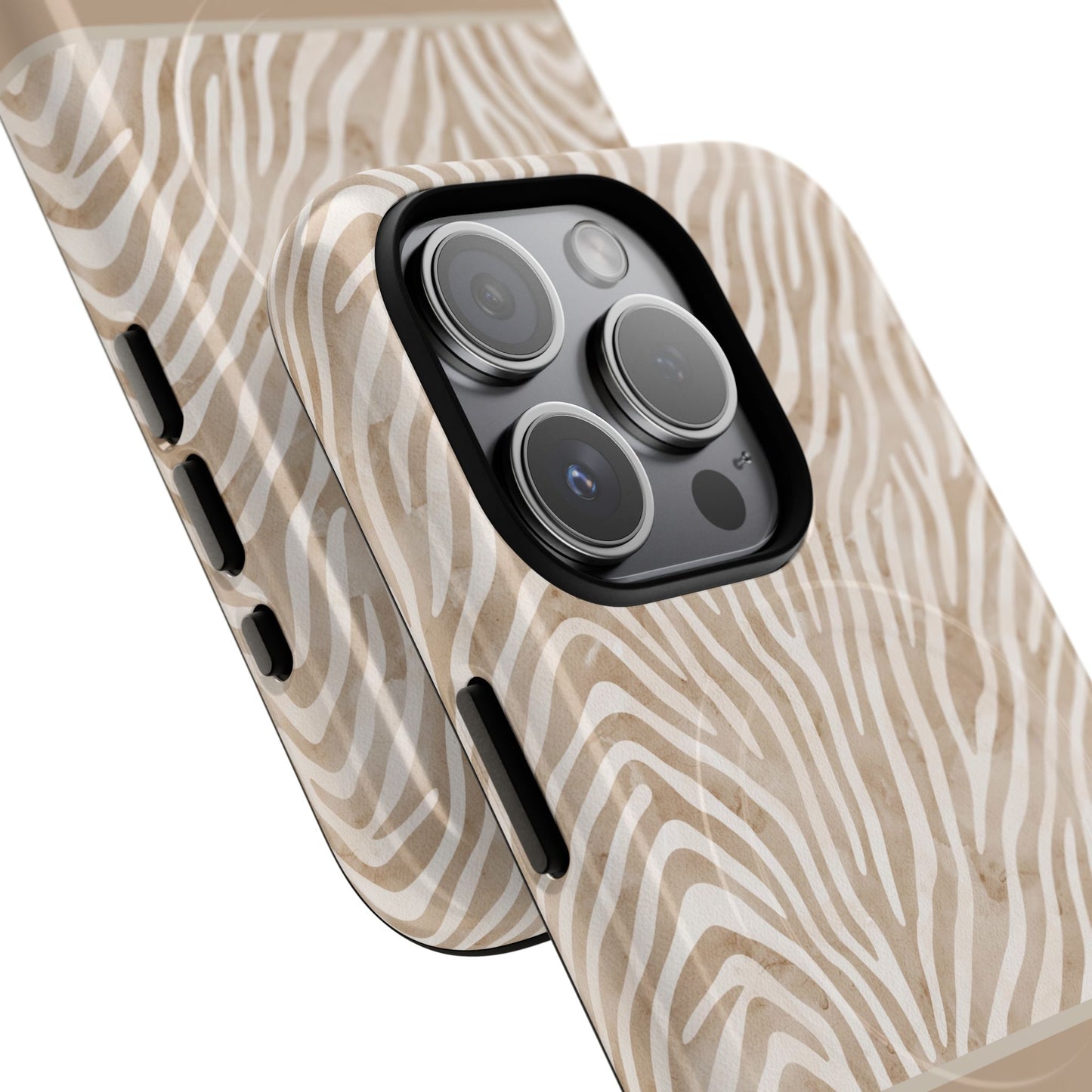 Personalized Zebra Animal Print Cover, Tough Magnetic MagSafe® iPhone® 13, 14, 15, 16, 17, Pro, Pro Max, Plus Cases (Custom Name).