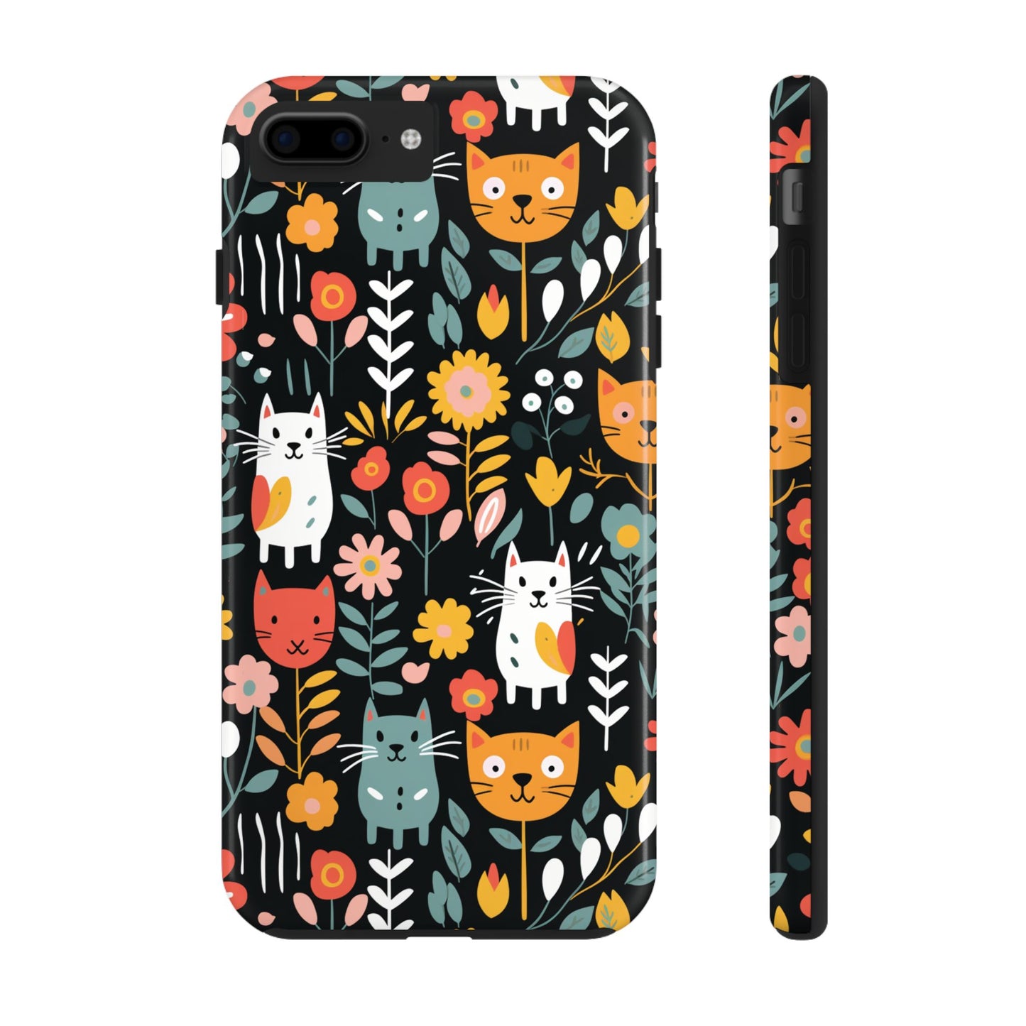 Whimsical Feline Garden iPhone and Samsung Tough Phone Cases