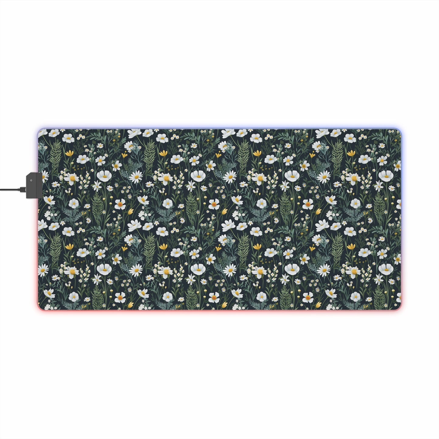 Daisy Delight Floral LED Gaming Mouse Pad – Custom Designed RGB Computer Accessory.