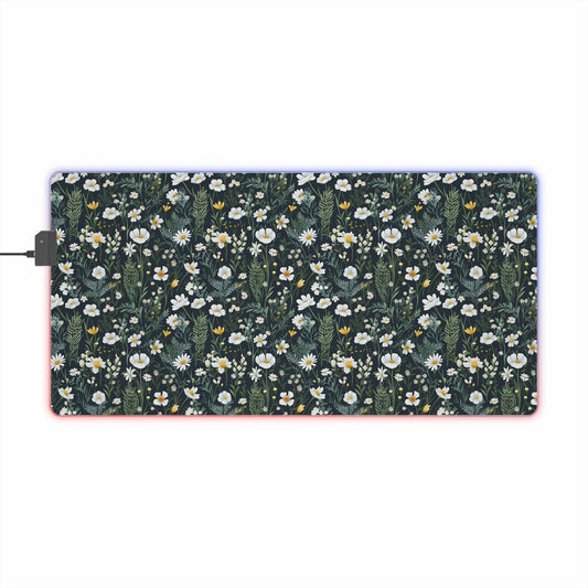 Daisy Delight Floral LED Gaming Mouse Pad – Custom Designed RGB Computer Accessory.
