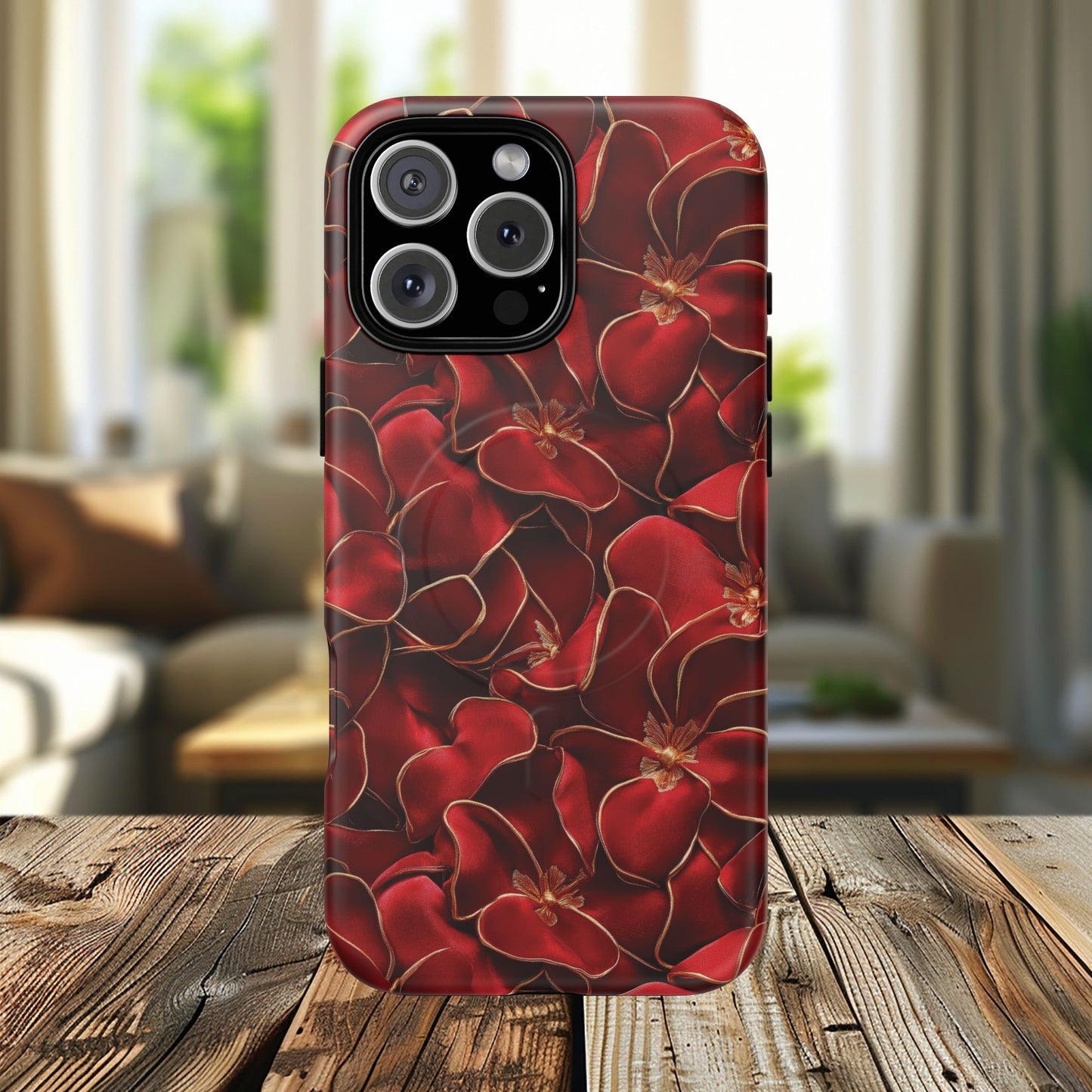 Crimson Bloom Tough iPhone Magnetic Case, Protective iPhone Case, Stylish iPhone Cover, Gift for Her, Mother's and Birthday Gifts, Unique Floral Accessories