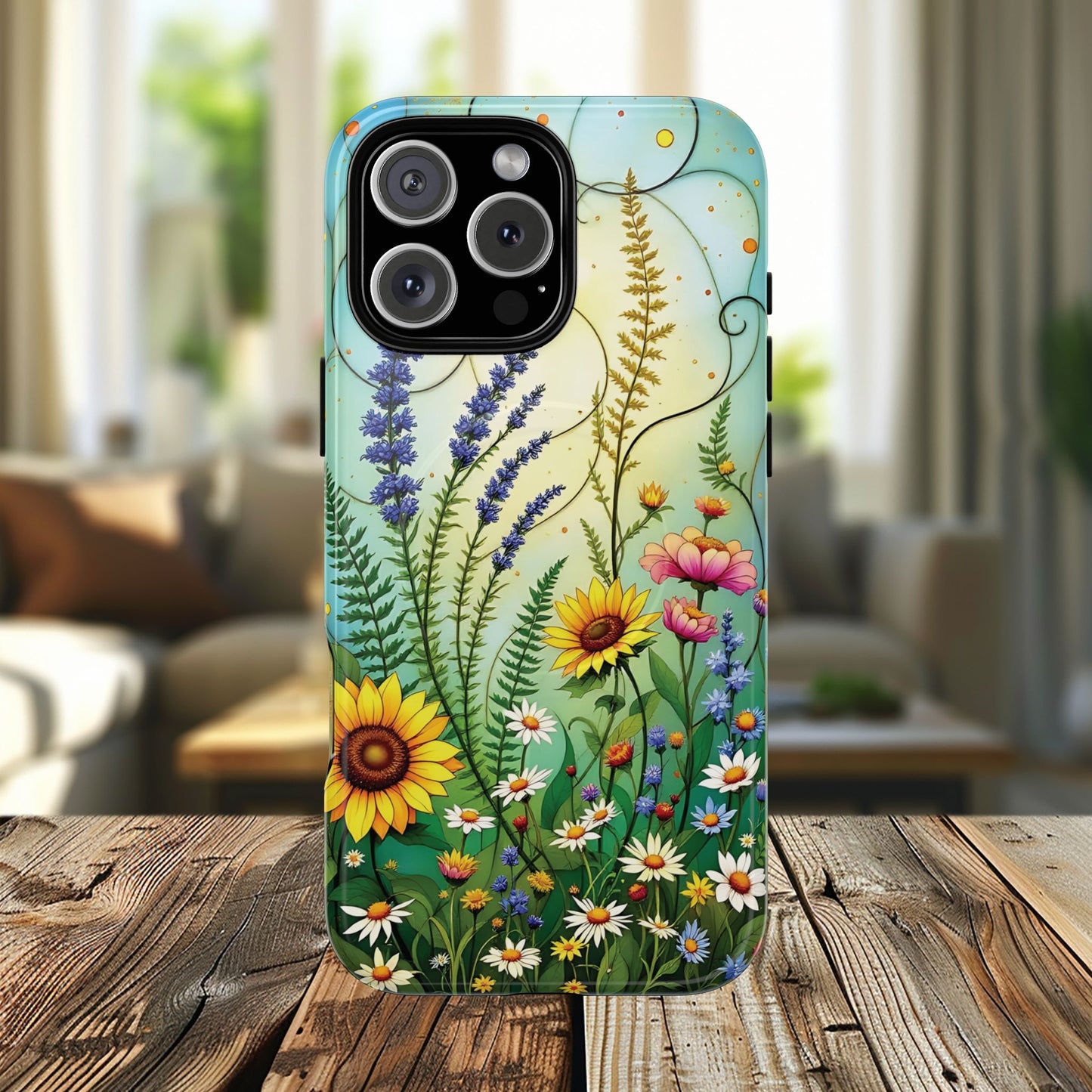 Floral Stained Harmony Glass Tough Magnetic Phone Case | Nature Inspired Design | Durable Protection | Gift for Nature Lovers | Spring Vibe