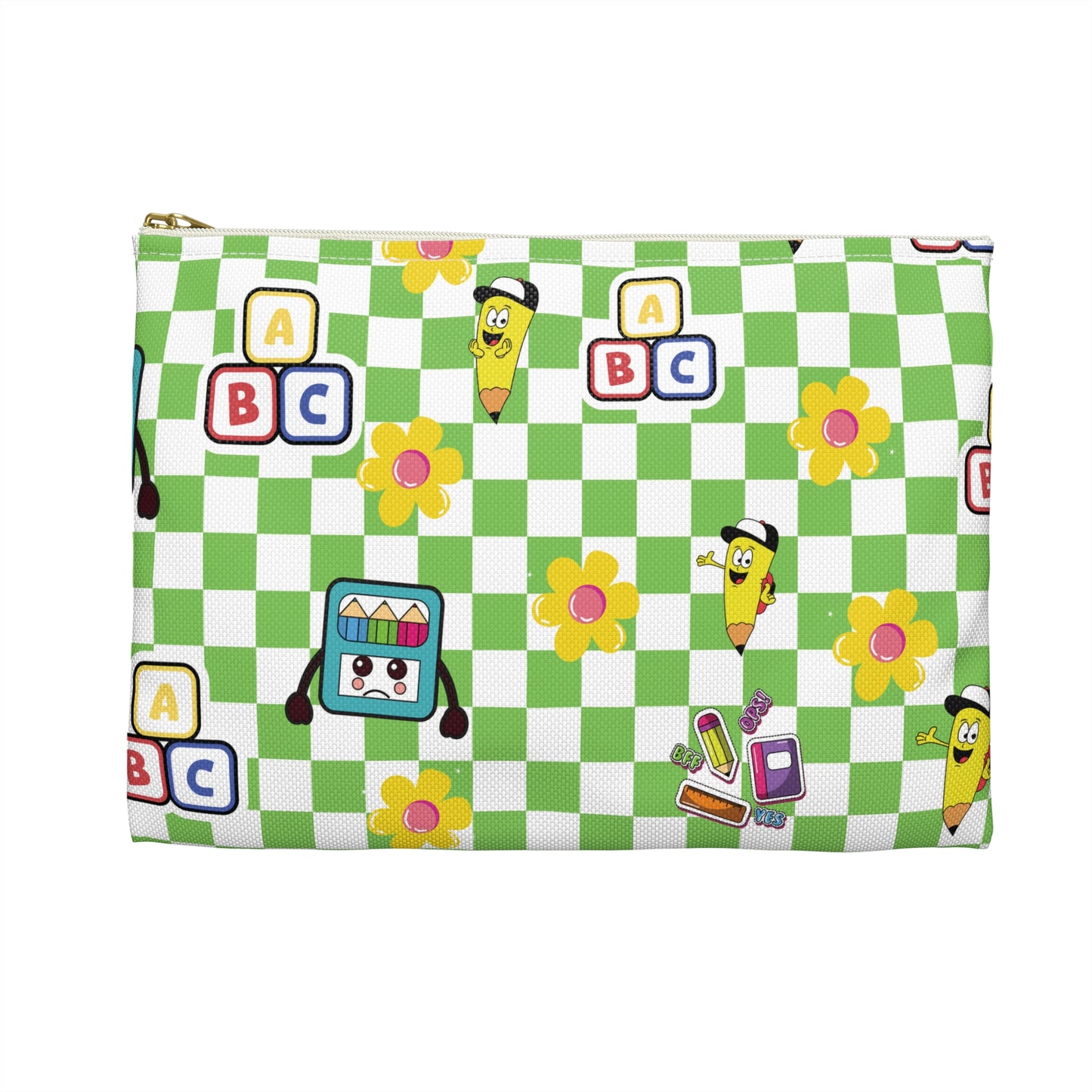 Personalized Green SchoolYard Chic Composition Book Inspired Accessory Pouch, Kids School Supplies, Classroom Organizer, Teacher Gift, Fun Stationery Case, Back to School