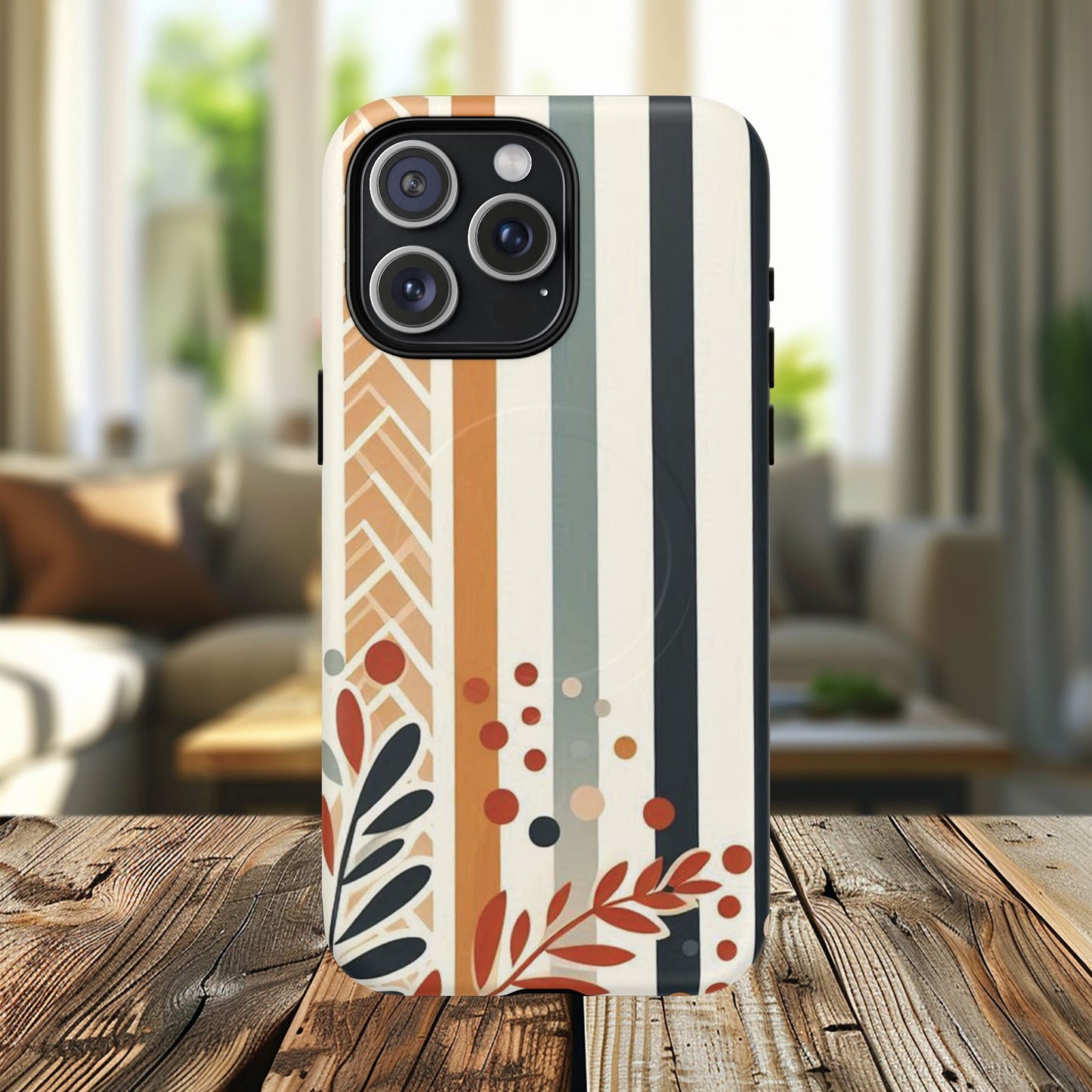 Terracotta Trails Tough Magnetic iPhone Cases for Everyday Use, Floral Patterned Stability Case, Gift for Her, Durable iPhone Accessory.
