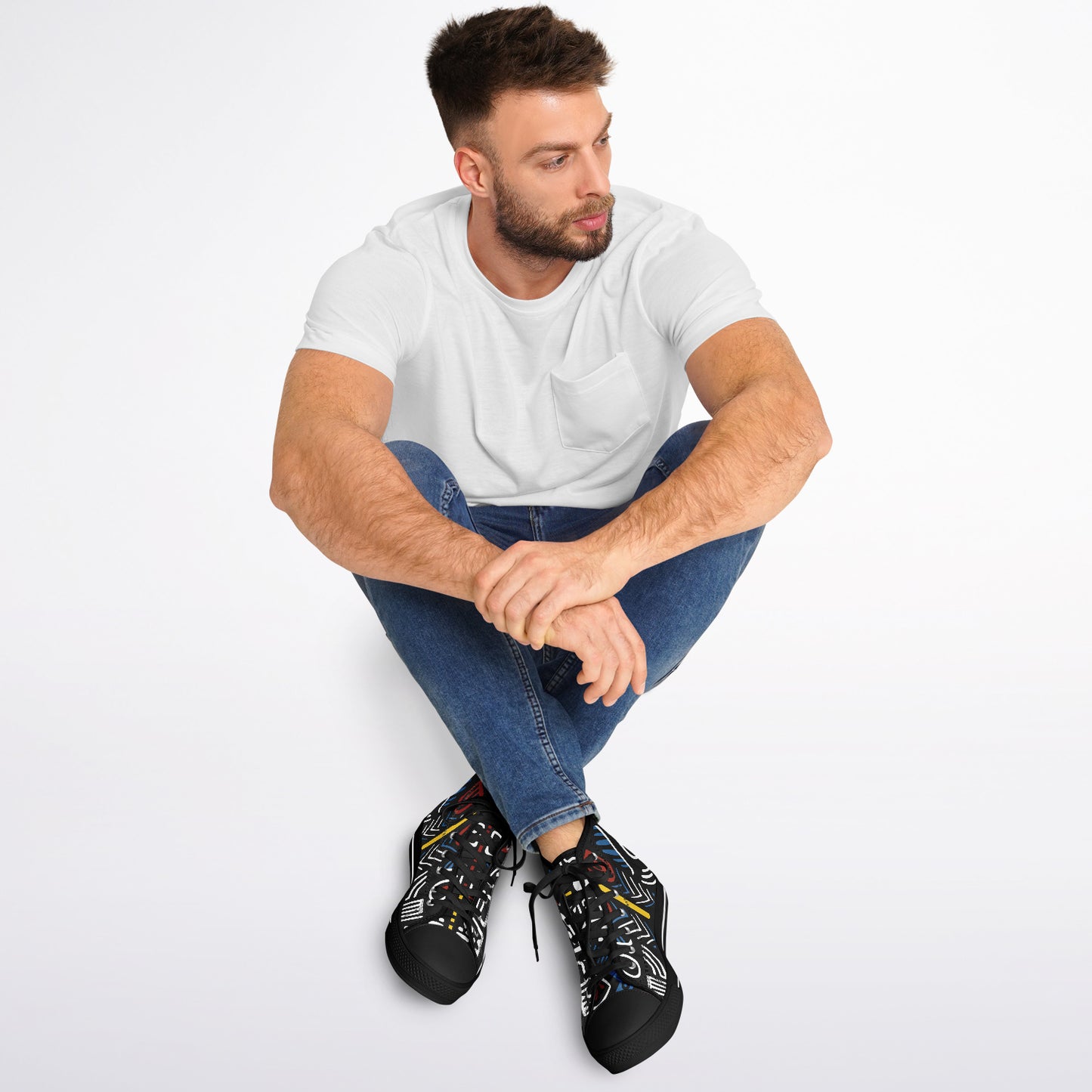 Geometric Harmony Urban Peak High Top Shoes - AOP