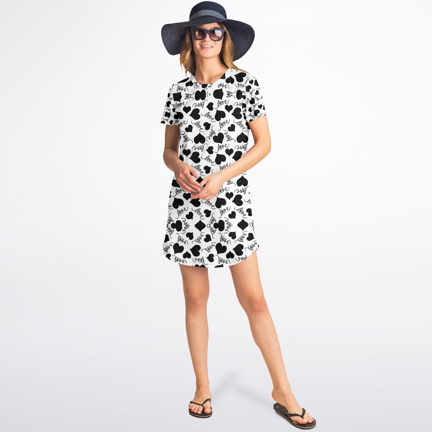 Love Hearts T-Shirt Dress - AOP