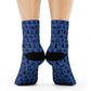 Winter Wonderland Navy Crew Socks - Soft & Elastic Polyester/Spandex Blend - One Size Fits All