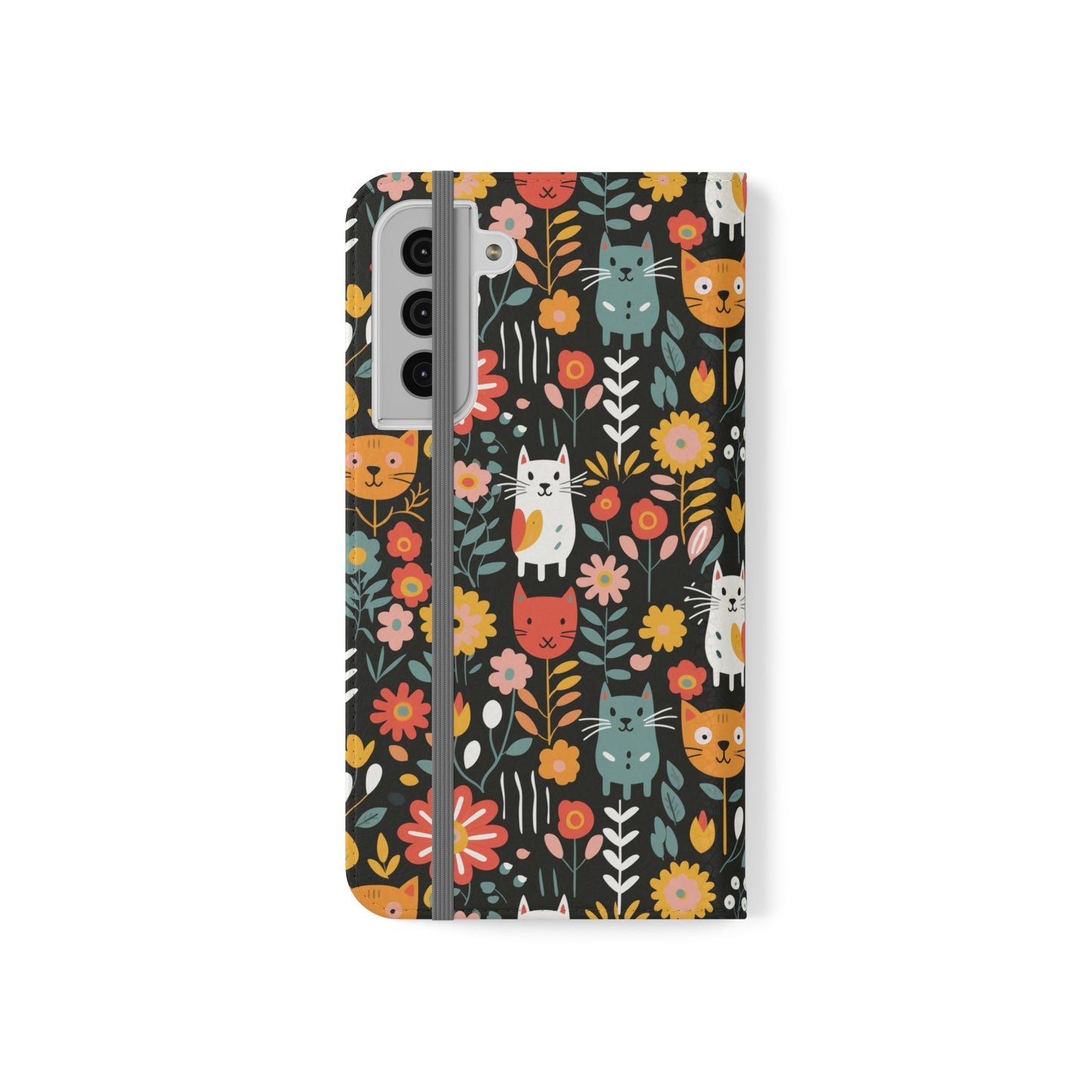 Whimsical Feline Garden iPhone and Samsung Flip Cases