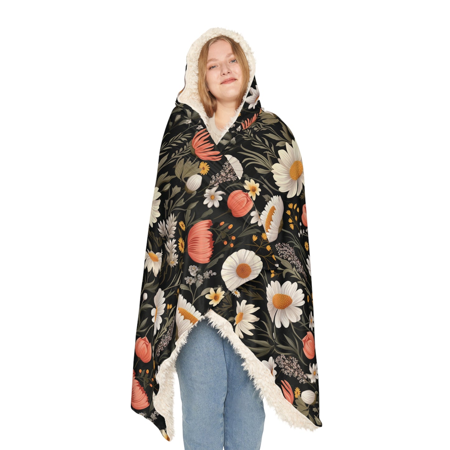 Blossom Elegance: Noir Garden Snuggle Blanket