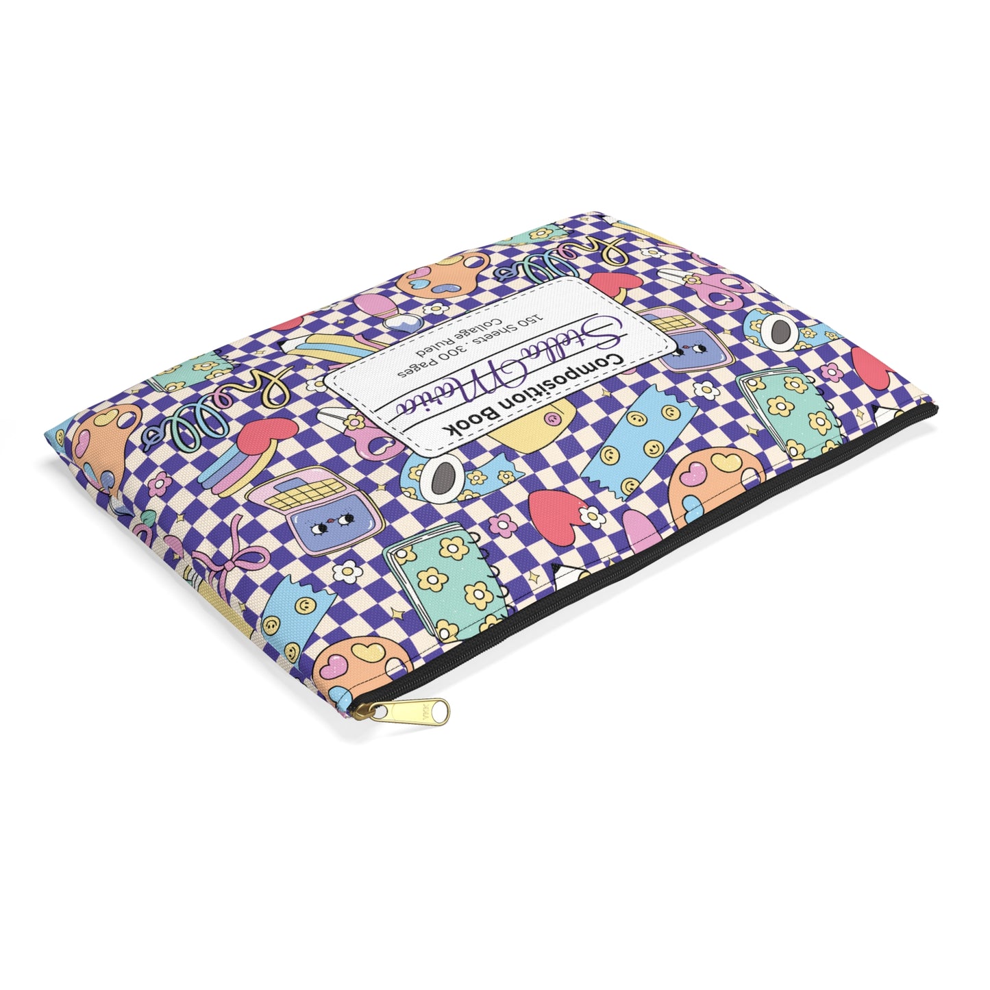Personalized Purple Doodle Daydream Composition Book Inspired Accessory Pouch, Kids School Supplies, Classroom Organizer, Teacher Gift, Fun Stationery Case, Back to School