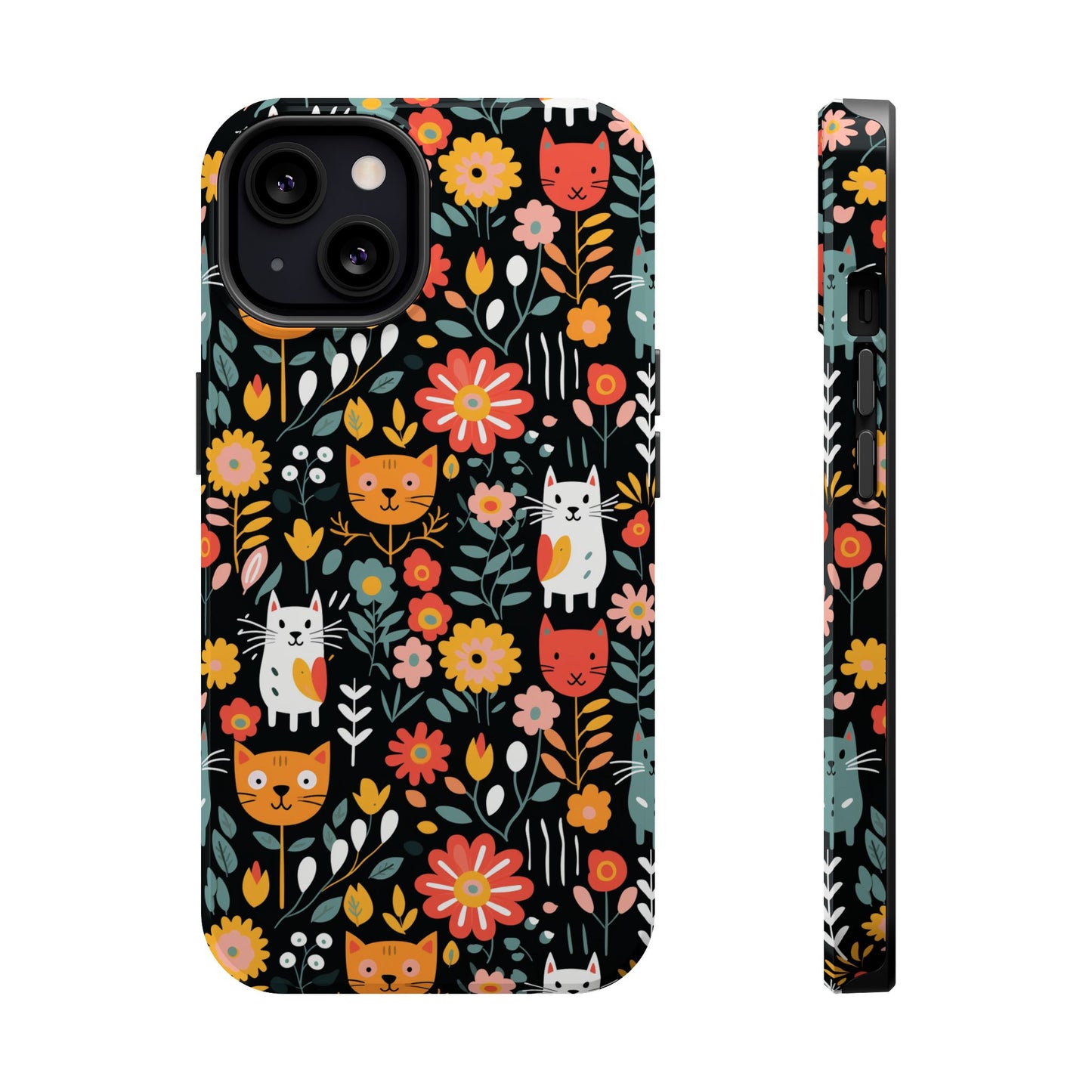 Whimsical Feline Garden Magnetic Tough iPhone Cases