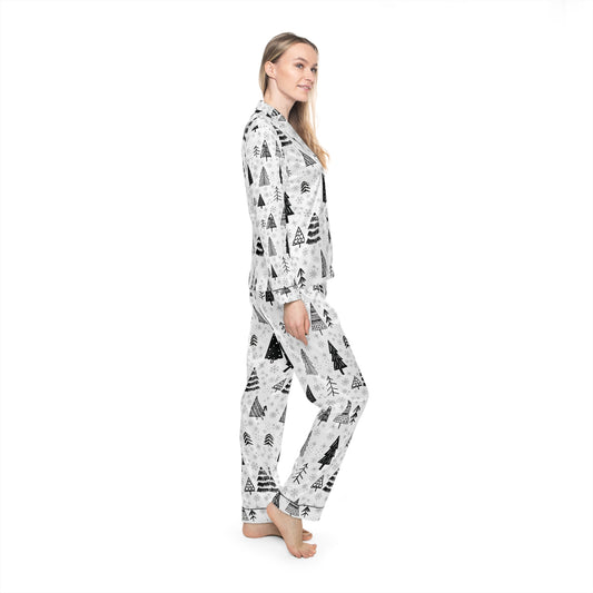 Winter Whisper Women's Satin Pajamas (AOP)