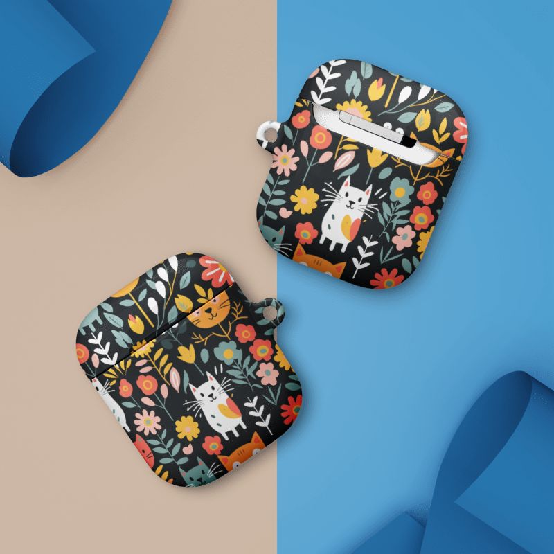 Whimsical Feline Garden AirPod Cases (AOP)