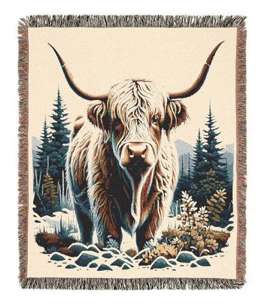 Highland Cow Tapestry Woven Blanket