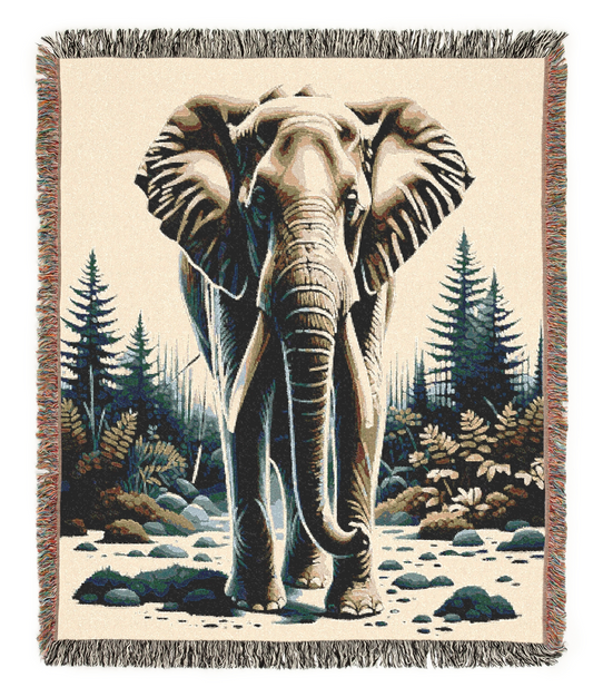 Elephant IllustrationTapestry Woven Blanket