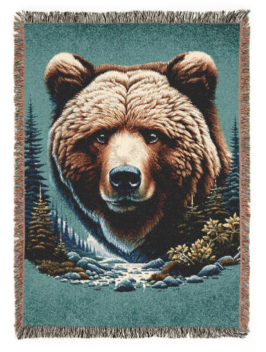 A Bear IllustrationTapestry Woven Blanket