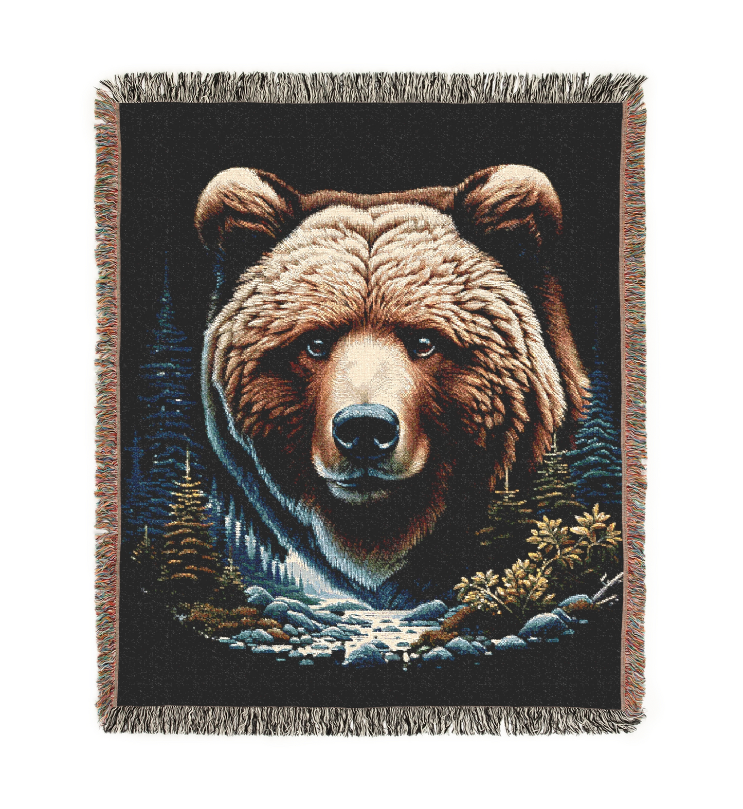 A Bear Illustration Tapestry Woven Blanket