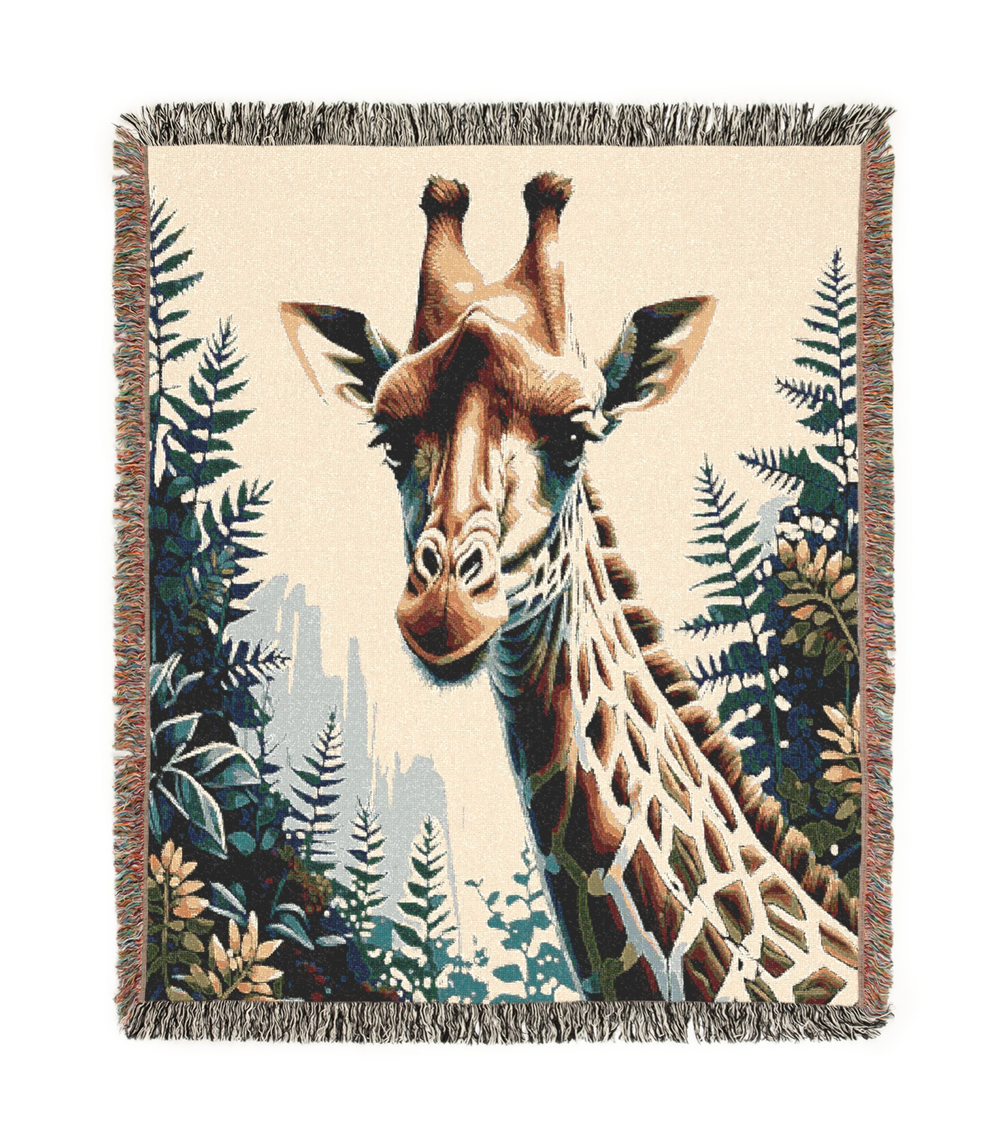 Giraffe Illustration Tapestry Woven Blanket