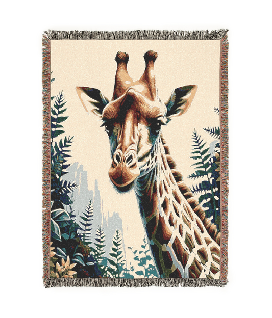 Giraffe Illustration Tapestry Woven Blanket