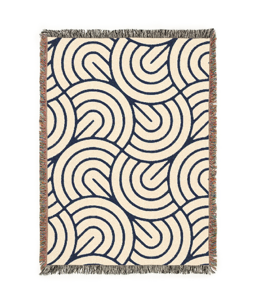 Monochrome Maze Tapestry Woven Blanket