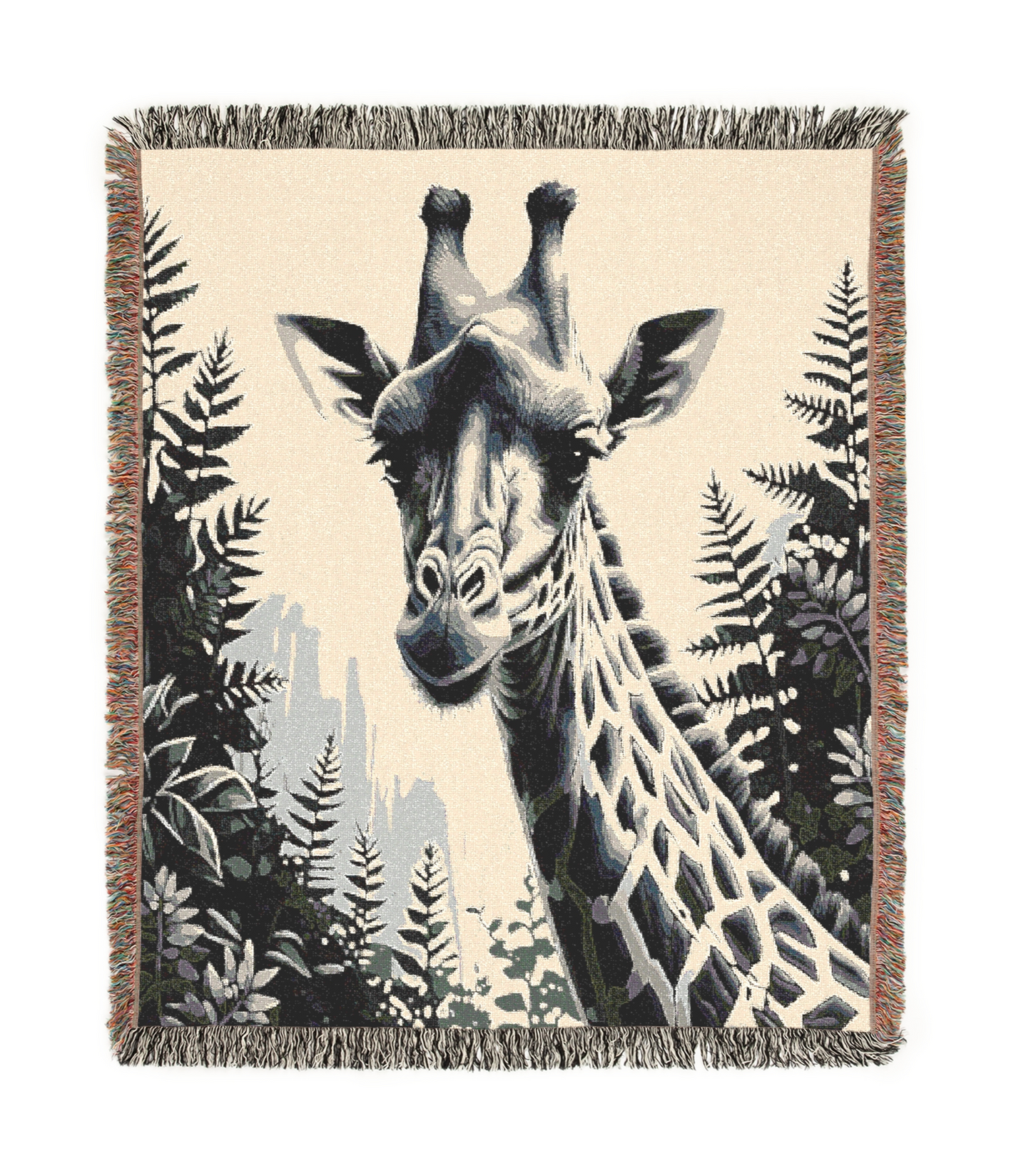 Giraffe Illustration Tapestry Woven Blanket