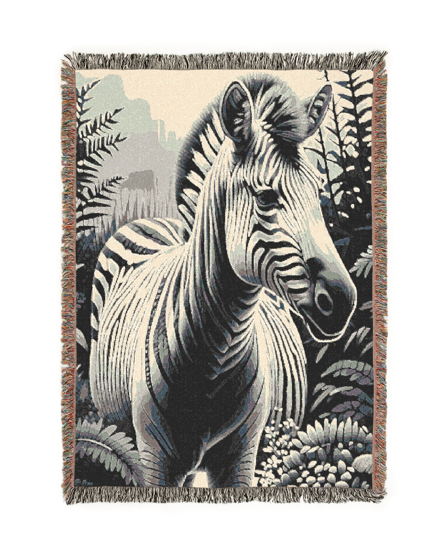 Zebra Illustration Tapestry Woven Blanket