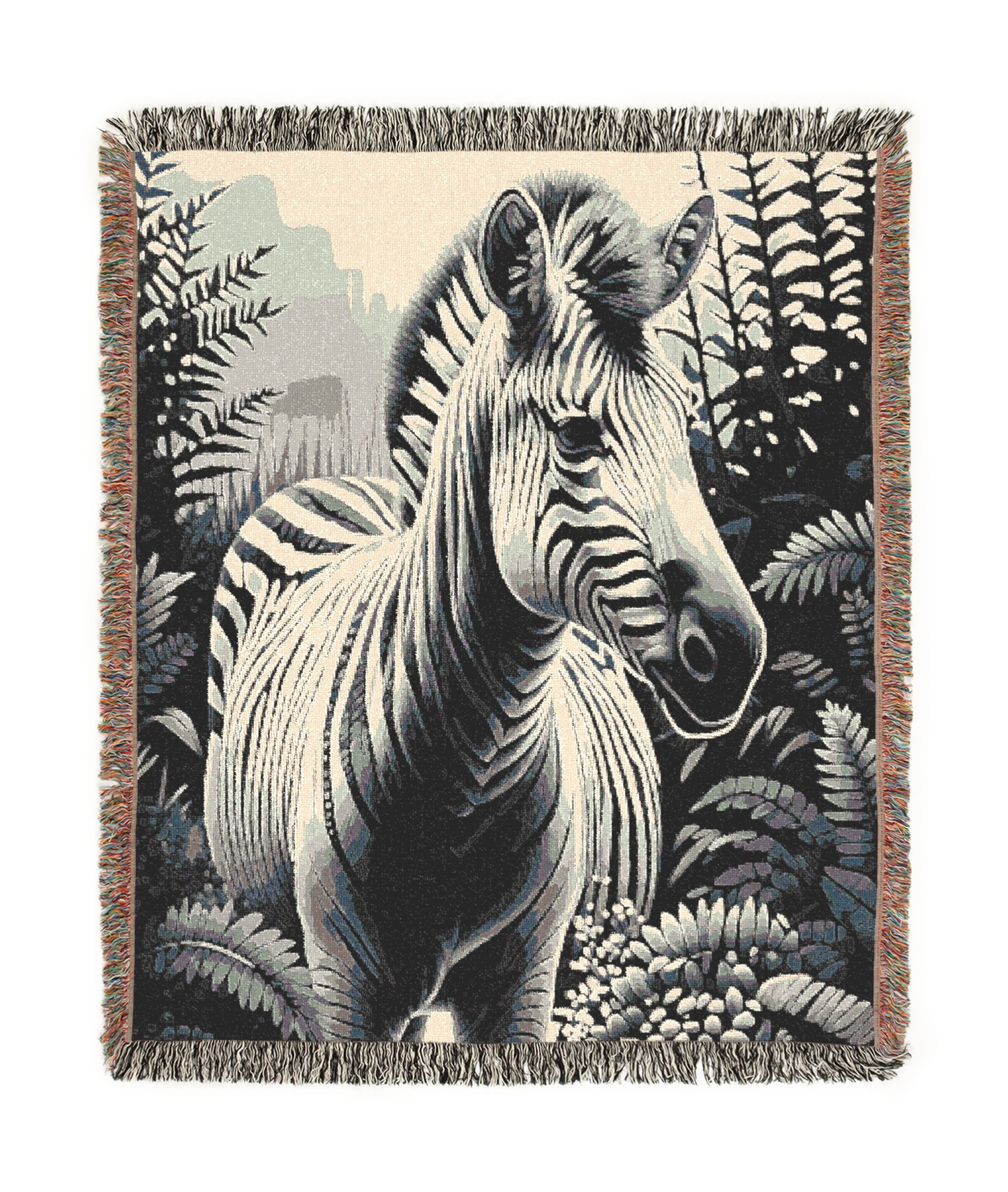 Zebra Illustration Tapestry Woven Blanket