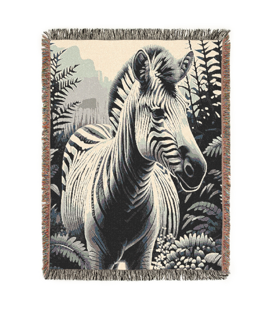 Zebra Illustration Tapestry Woven Blanket