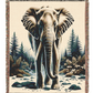 Elephant Illustration Tapestry Woven Blanket