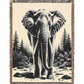 Elephant Illustration Tapestry Woven Blanket