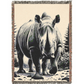 Rhino Illustration Tapestry Woven Blanket