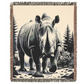 Rhino Illustration Tapestry Woven Blanket