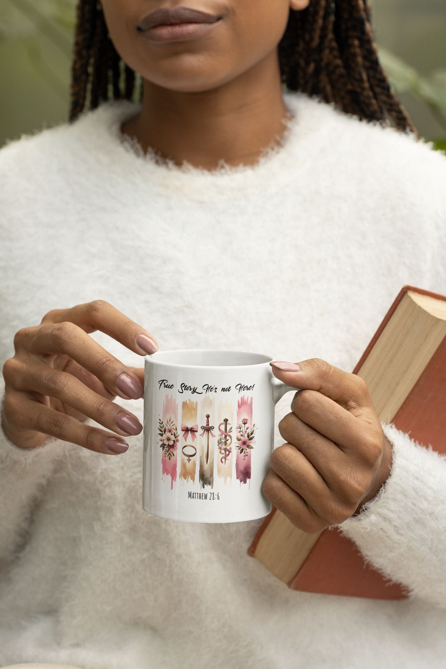 ''True Story He is Not Here'' Ceramic Coffee Mug , Religious, Faith Mug - a Gift for Christenings/Believers/Friends/Sisters/Mother.