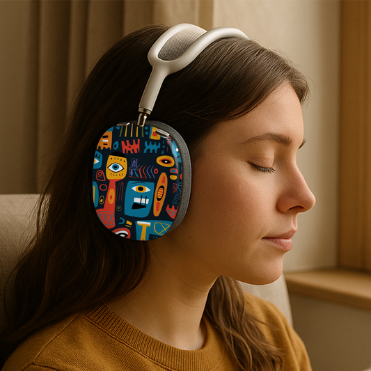 Personalized AirPod Max Case — Colorful Abstract Faces Ear Cup Covers ("I am Enough")