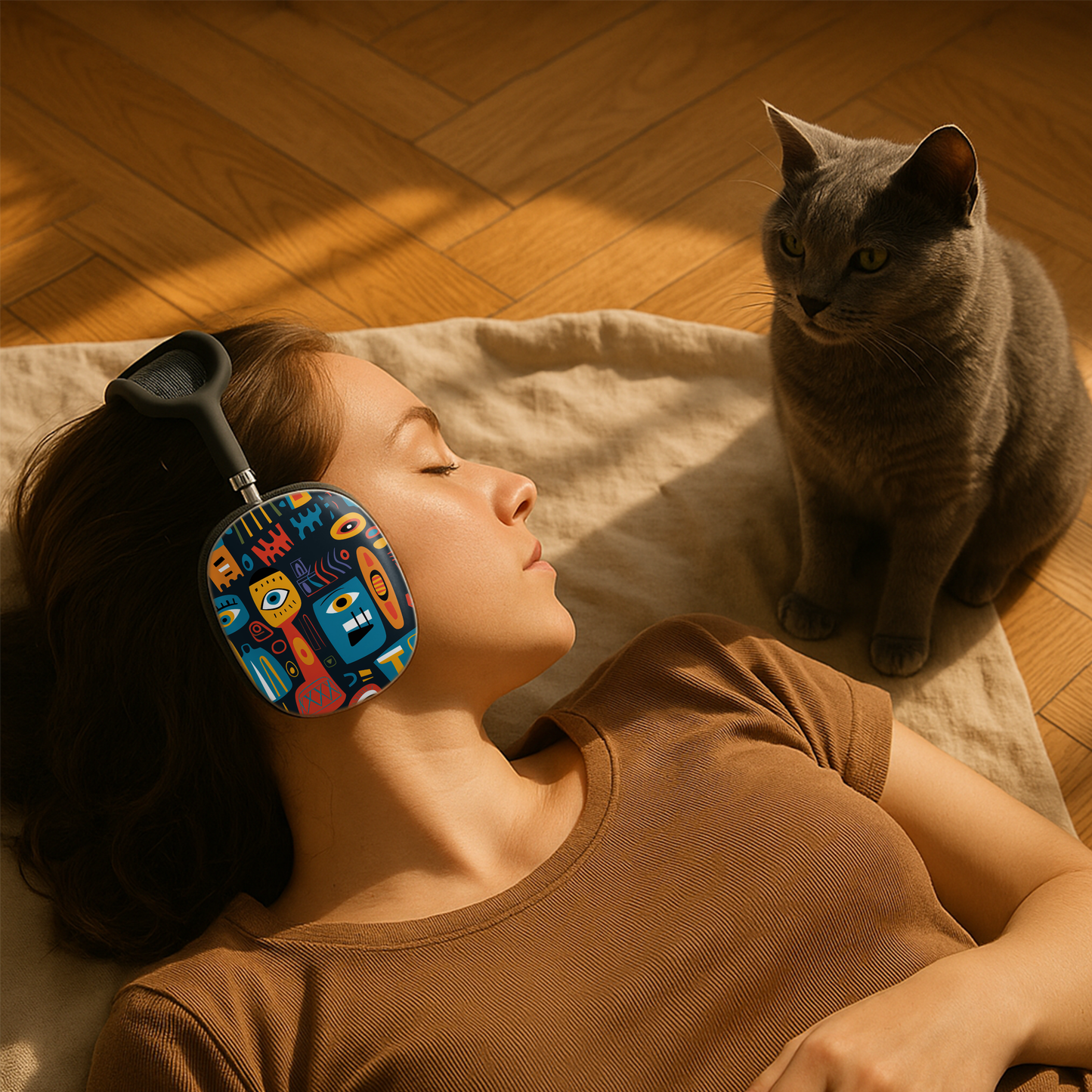 Personalized AirPod Max Case — Colorful Abstract Faces Ear Cup Covers ("I am Enough")