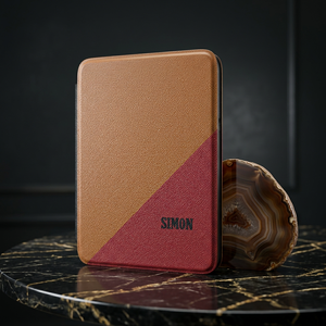 Minimal Monogram Kindle Case – Custom Initials E-Reader Cover (White & Red Accent)