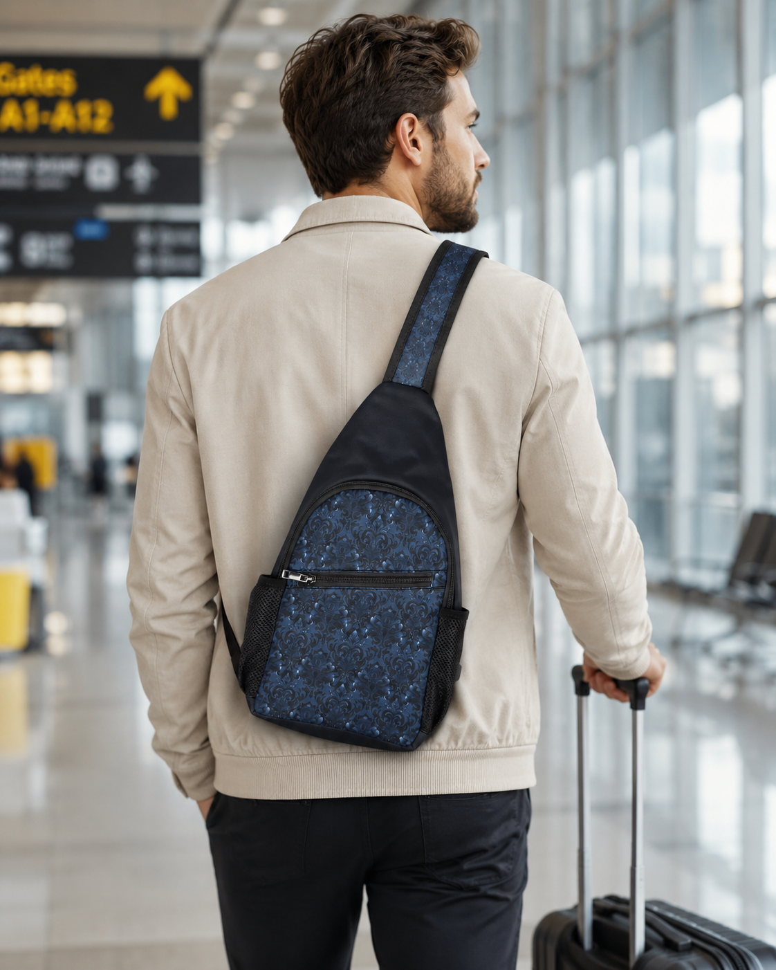 Stylish Opulent Dusk Sling Chest Bag with Elegant Pattern, Cross Body Sling Bag, Chest Bag, Crossbody Backpack, Travel Bag