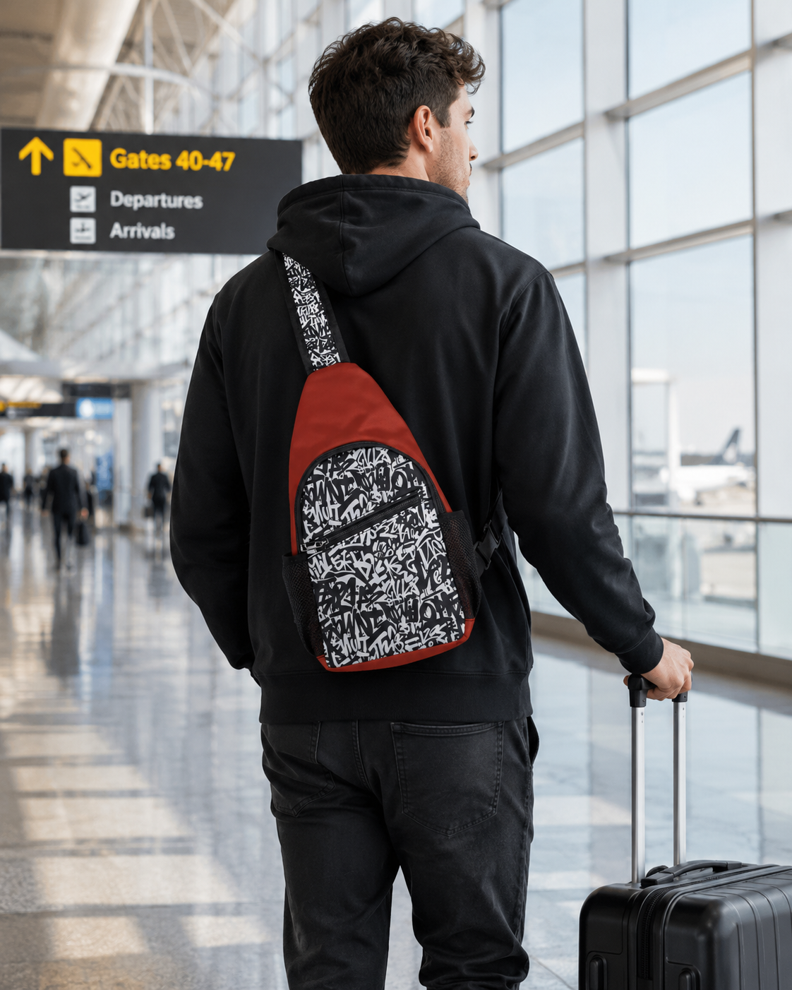 Trendy Urban Graffiti Chest Bag - Sling Satchel for Urban Adventures, Cross Body Sling Bag, Chest Bag, Crossbody Backpack, Travel Bag