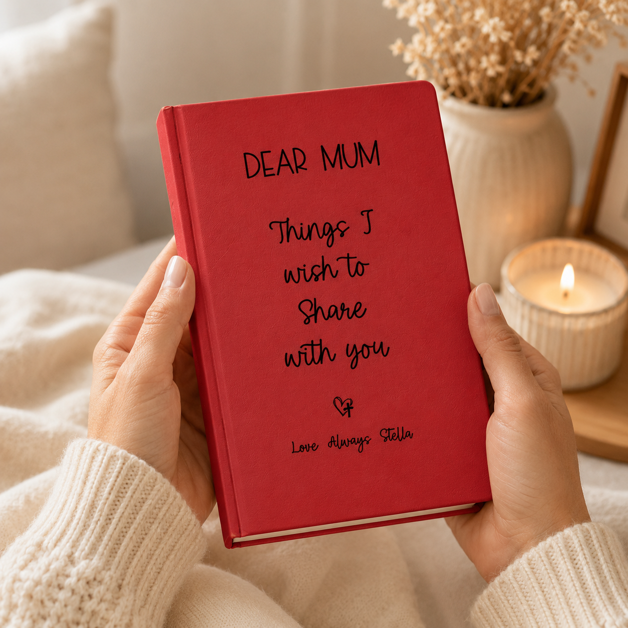 Personalized Dear Mum/Dad/Sister/Friend Engraved Vegan Leather Journal — "Things I Wish to Share with You" Memorial Gift