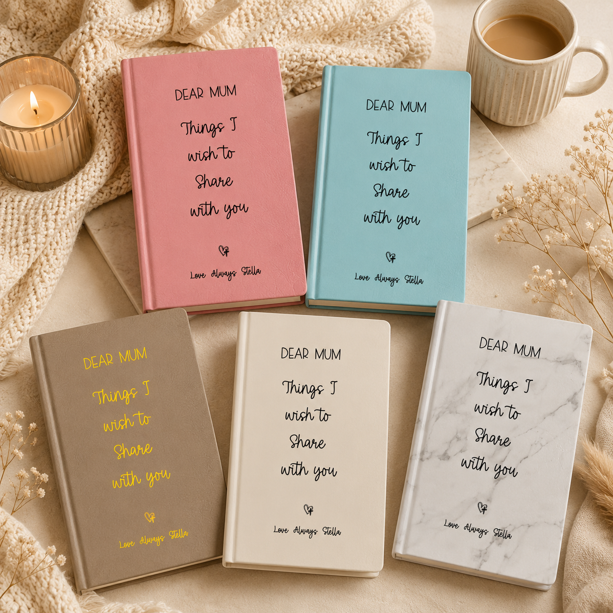 Personalized Dear Mum/Dad/Sister/Friend Engraved Vegan Leather Journal — "Things I Wish to Share with You" Memorial Gift