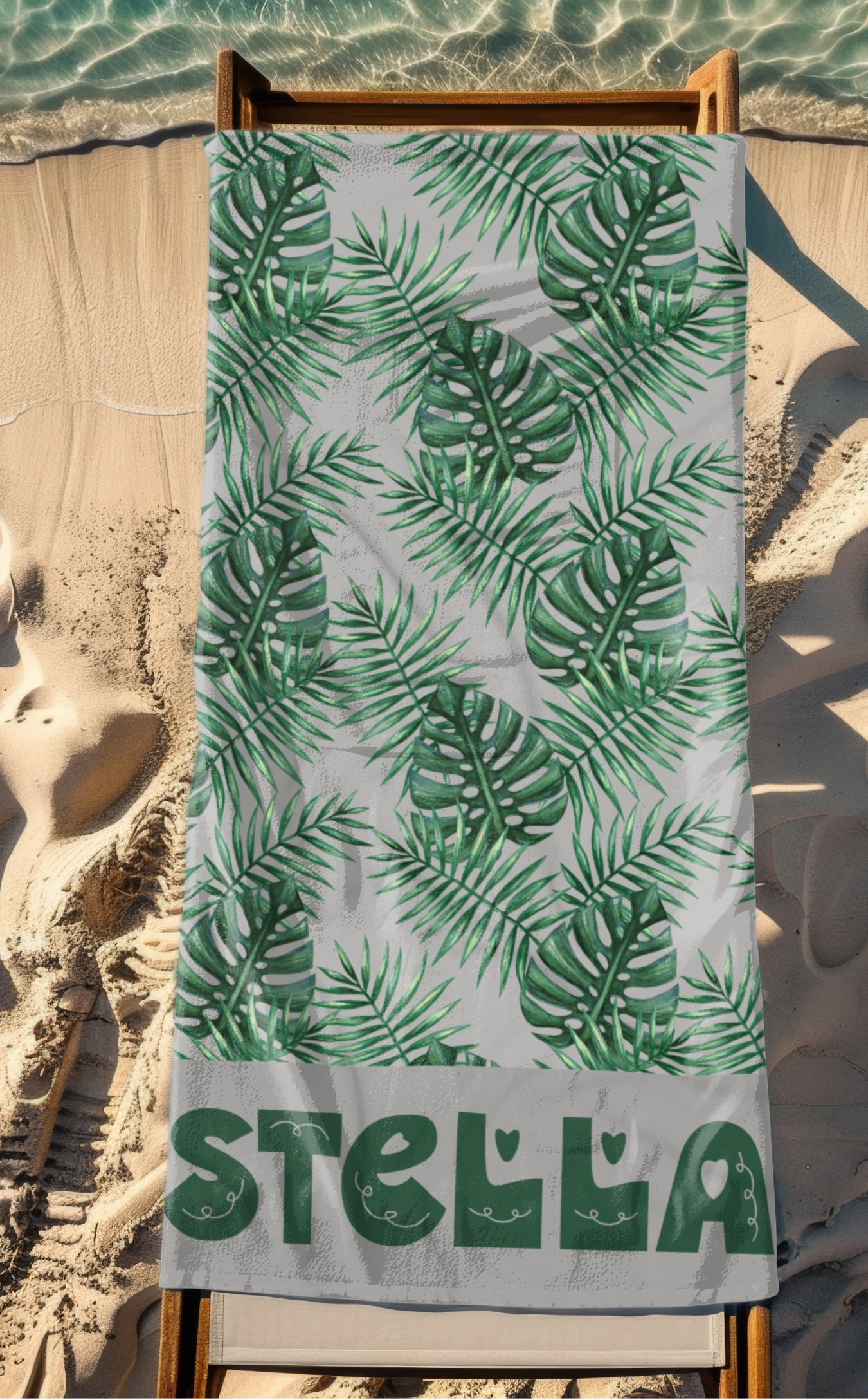 Tropical Bliss Grey Beach Towel