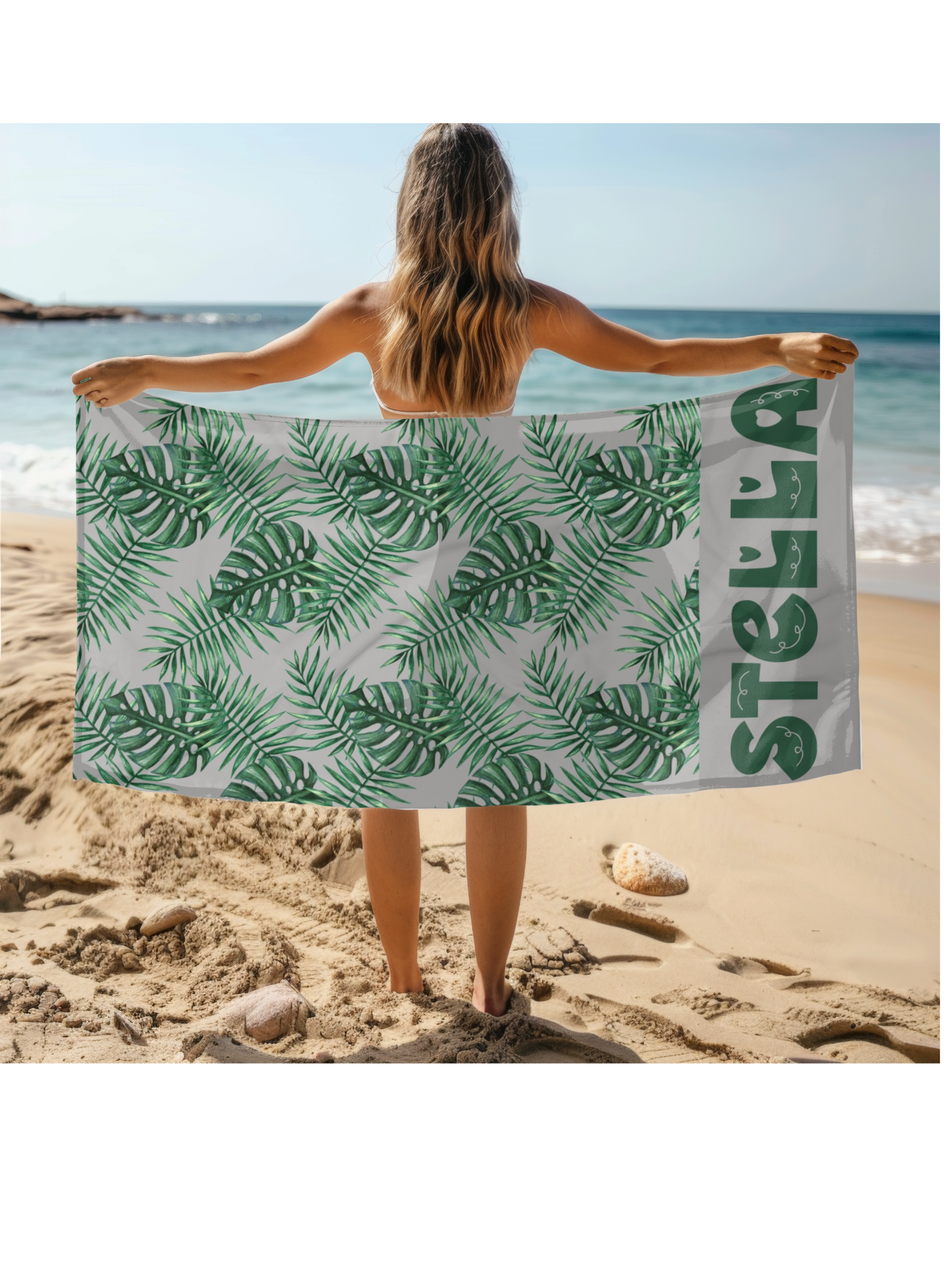 Tropical Bliss Grey Beach Towel