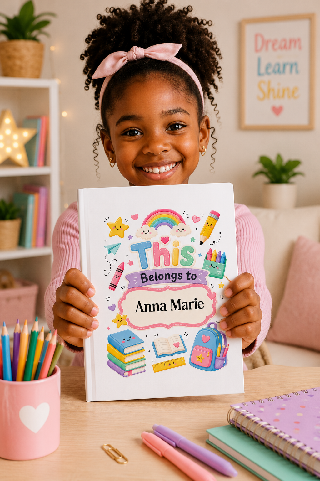 Personalized Kids Hardcover Notebook — "This Belongs to [Name]" Cute School Notebook/Back to School