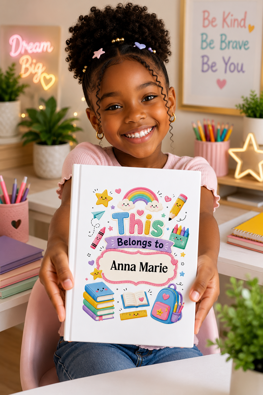 Personalized Kids Hardcover Notebook — "This Belongs to [Name]" Cute School Notebook/Back to School