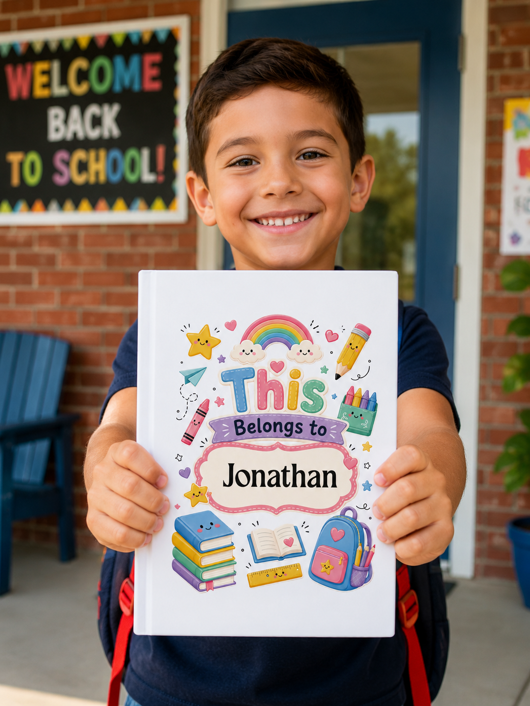 Personalized Kids Hardcover Notebook — "This Belongs to [Name]" Cute School Notebook/Back to School
