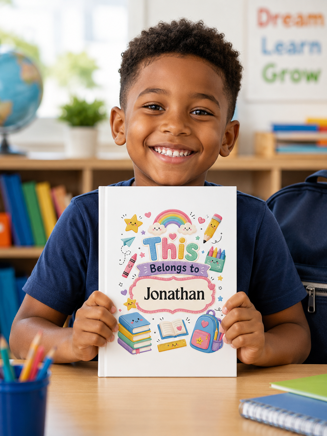 Personalized Kids Hardcover Notebook — "This Belongs to [Name]" Cute School Notebook/Back to School
