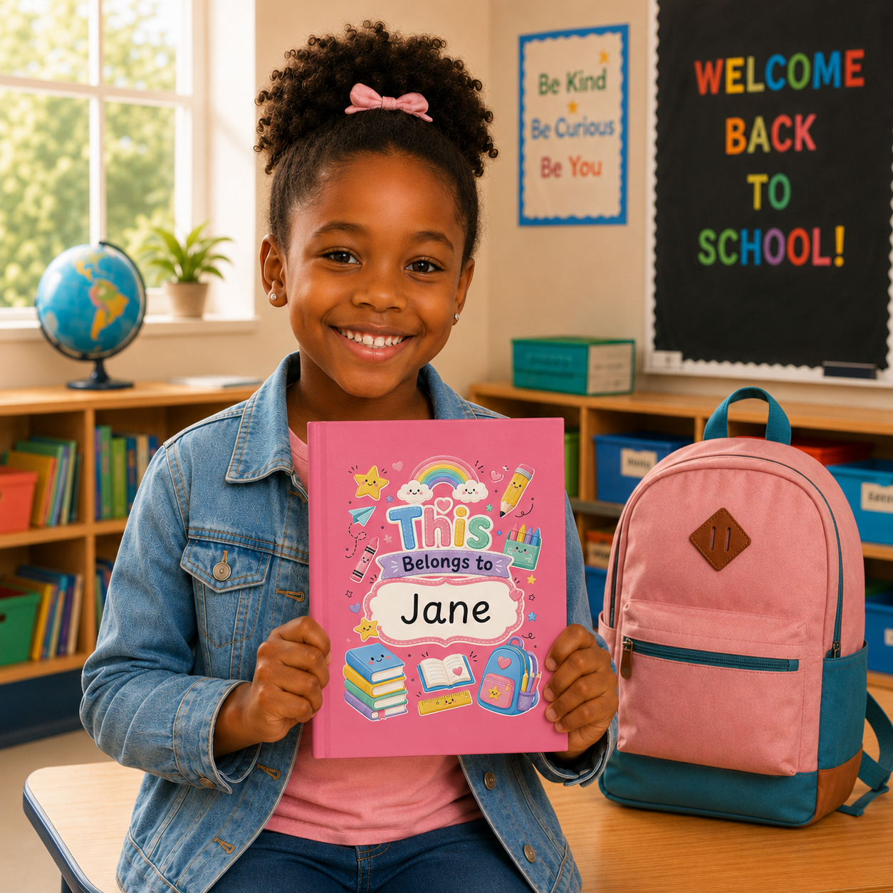 Personalized Kids Pink Hardcover Notebook — "This Belongs to [Name]" Cute School Notebook/Back to School.