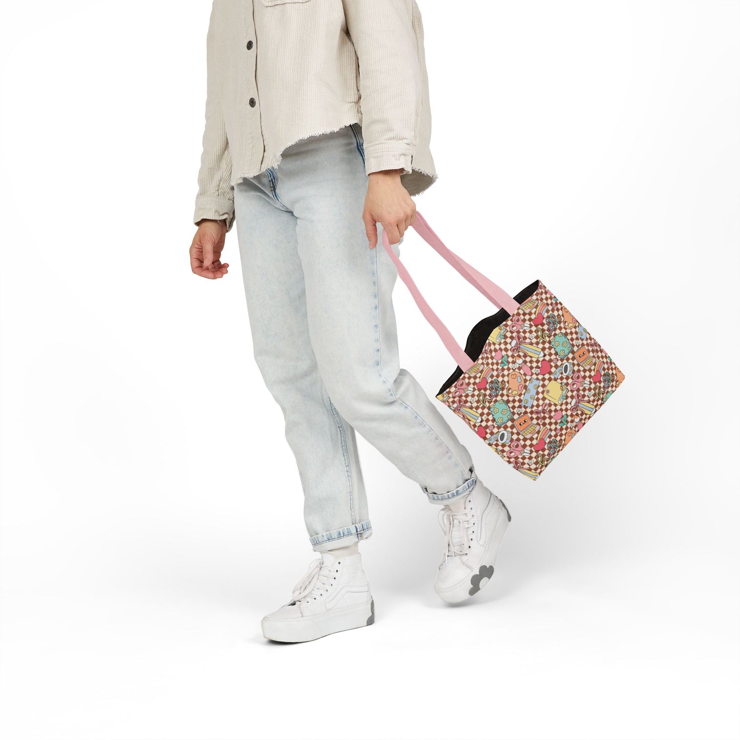 Personalized Brown Doodle Daydream Composition Book Inspired Canvas Tote Bag with Colorful Straps, Cute School Bag, Eco-Friendly Tote, Back to School Shopping Bag, Teacher Gift Idea